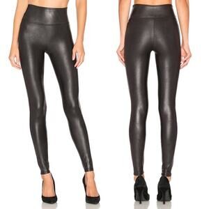 Spanx Faux Leather Leggings S Black Edgy Chic High Waisted Liquid Look Skinny